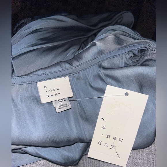 A new day women's flounce long sleeve
V-neck ruffle wrap blouse
Color Teal Blue - Picture 9 of 9